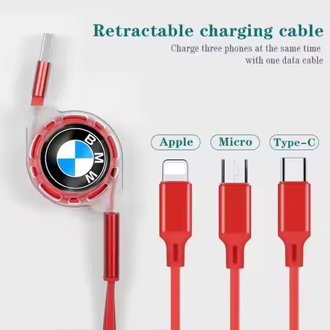 3 In 1 Fast Charging Cable Type C Usb Car Charger Accessory For BMW X1X2 X3X4 X5X6X7 F48 G01 F39 F10