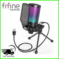 ✢ ▜ ↗ FIFINE A6V Ampligame A6V RGB USB Microphone Gaming Microphone and Streaming Microphone