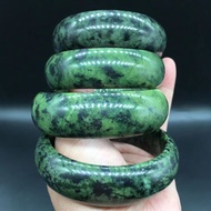 Natural Tibetan Jade Medicine King Stone Bracelet Wide version Bangle Snake Pattern Graphite Green Jade Bracelet