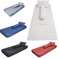 sprei kotak kotak no 3 satu set sarban guling spray ukuran 120x200 motif seprai kasur cowok terbaru 