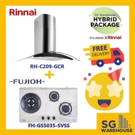 FUJIOH X RINNAI COMBO [FH-GS5035SVSS Fujioh S/S Cooker Hob GS5035 5035 5035SVSS &amp;RH-C209-GCR Rinnai Chimney Hood]