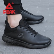 Peak Sneakers Men's Shoes Spring and Autumn Black Men's Running Shoes Leather Waterproof Casual Shoe