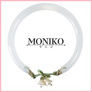 ☇◑ ❦ ◆ MONIKO Original Design 18k Gold Hetian Jade White  Lily of the valley Bangle Impact Inspired