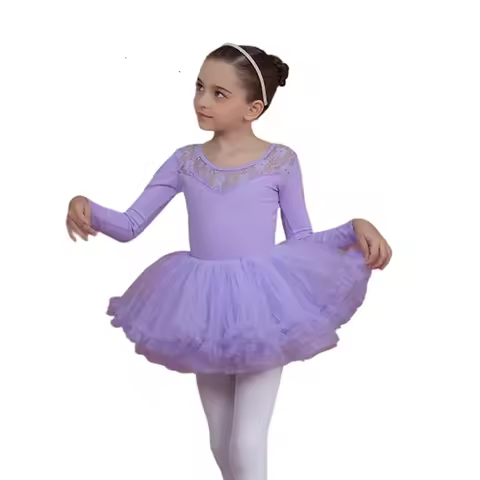 Girl Lace Bodysuit Gymnastics Ballerina Dress Leotard Dance Kids Rhythmic Ice Skating Little Swan Co