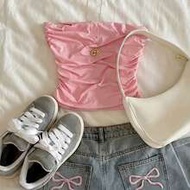 TC0162 Simple Solid Color Pleated Tube Top, Summer Casual
