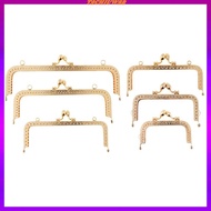 [Tachiuwa2] Gold Metal Frame Purse Frame Kiss Clasp Lock Squared Design Frame DIY Craft