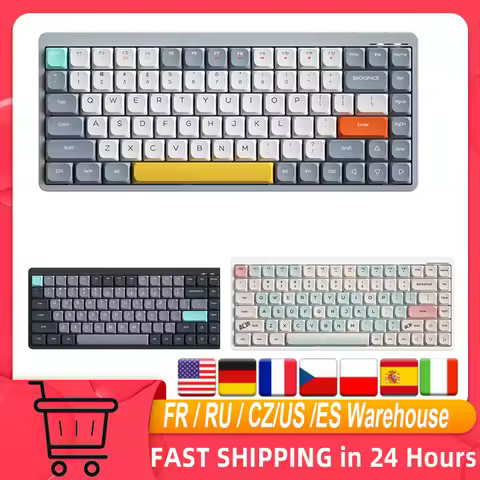 Wireless Mechanical Keyboard 84 Keys 2.4G+BT5.0+Type-C Keyboard 3 Connections 75% Low Profile Layout