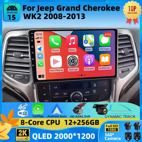 Android 15 Car Radio For Jeep Grand Cherokee WK2 2008-2013 Stereo Multimedia 4G GPS Wireless BT Carp