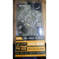 USB Hub 4 port Rexus Type C V3.1 RXH 331 Transparent / USB Hub Rexus