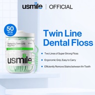 usmile Little Seahorse Twin Line Dental Floss (50 Pcs) - Floss Picks |Benang Gigi | Pembersihan Cela