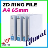 East-File 2D PVC Ring File 65mm Filing Thickness A4 Size White 2D Ring File