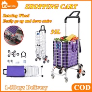 Shopping Cart Portable Rotary Wheel Trolley Cart Foldable Grocery Cart 8 Wheels Dual Use Push Cart