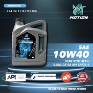 MOTION 10w40 4L API SP SEMI Synthetic Engine Oil Car Lubricant Minyak Hitam Enjin Kereta Proton Toyo