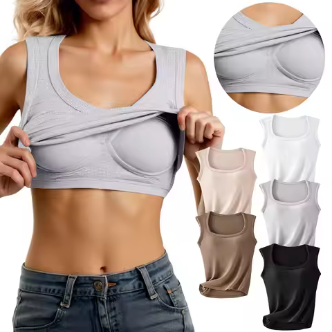 Express Crop Top Small Women Built In Bra Tank Tops Sleeveless Casual Shirts Racerback Ribbed Fitted