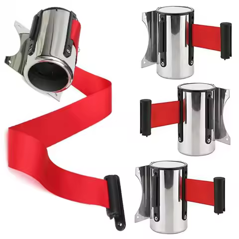 1PC Stainless Stanchion Queue Retractable Tape Barrier Wall Mount Crowd Control 2m 3meter Length Tap