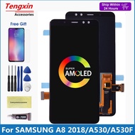 Super Amoled For SAMSUNG GALAXY A8 2018 A530 A530F LCD Display Touch Screen Digitizer Assembly A8 2018 Duos LCD A530F/DS