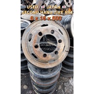 SECONDHAND JAPAN TIRE RIM 6HOLE 16x600 FOR LORRY 1TON 5TON ISUZU ELF NPR HICOM MAZDA  MITSUBISHI FUS