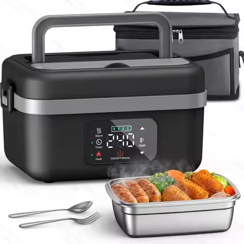Portable Lunch Box with Digital Display, 8000mAh Rechargeable Heated Lunch Box with Stainless Steel 