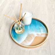 30cm Wood Serving Tray, Blue Diamond, Wedding Gift, Home Gift