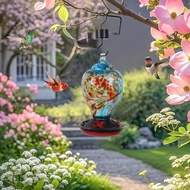 แก้ว Hummingbird Feeder สวนกลางแจ้ง Patio ตกแต่ง Bird Feeder สำหรับภายนอกตกแต่งสวน LA3PF-STY-TH
