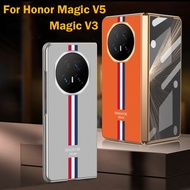 MgaicV5 Casing Case For Honor Magic V5 Magic V3 Magic V2 Magic V Creative Electroplating Splicing PU