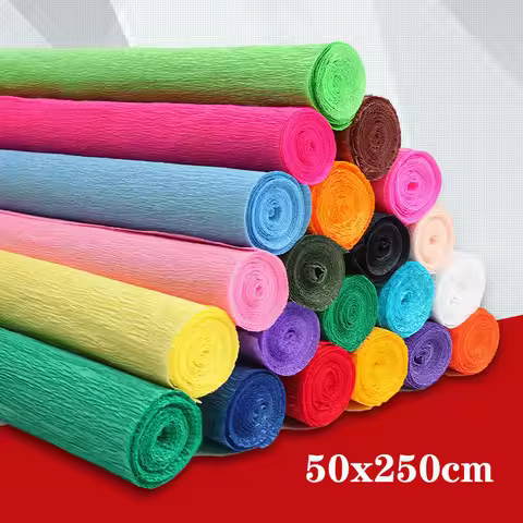 50x250cm Colored Crepe Paper Roll Origami Crinkled Crepe Paper Craft DIY Flowers Decoration Gift Wra