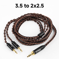 CYKO 8 Core Headphone Cable 1 to 2 jack Dual 3.5/2.5/4.4/6.35mm XLR Balanced Cable Silver Plated Cop
