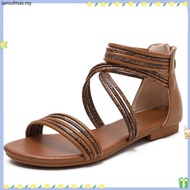Flat sandals women bohemian versatile fairy style gladiator shoes seaside beach shoes plus size 36-4