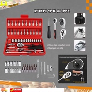 (NCS) 46 Pcs Socket Wrench Set for Car Motorcycle Socket Key Tool Kit Set Fitting Ring Motorcycle Ca