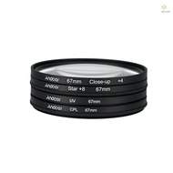 Andoer 67mm UV+CPL+Close-Up+4 +Star 8-Point Filter Circular Filter Kit Circular Polarizer Filter Mac