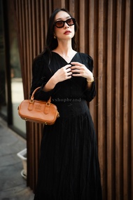 พร้อมส่ง Maxi เดรสลายดอกปักฉลุกระดุมมุก+เชือก งานป้าย vshopbrand