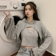 [NEW] CROP TOP HOODIE OVERSIZE - UKURAN M-XL / BAHAN FLEECE TEBAL PREMIUM / ATASAN WANITA / PAKAIAN 