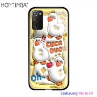 เคสปลอกสำหรับ Samsung Hontinga Galaxy Note 10 Lite Plus Note 20 Ultra 8 9 S10 Plus Lite S10 S10E + S20อัลตร้าพลัส S20 + เคส FE ดีไซน์แบบสูบลมเป็ดบ็อบเคสโทรศัพท์หลังกระจกนิรภัยเคสแข็ง