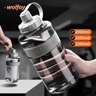 WOLFAY Drinking Bottle, Large Capacity with Straw Sports Water Bottle, Portable 2L/1.5L/1L/0.6L Plas