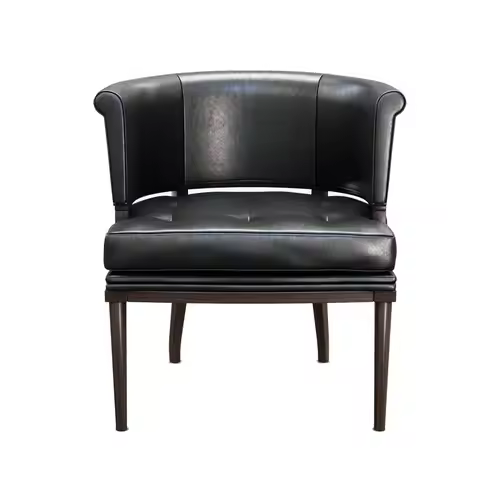 #Britain Mcm Commercial Restaurant Bar Black Leather Dining Room Chairs with Arms Modern Luxury Soli