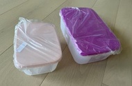 全新 Tupperware 儲物盒 兩件裝 粉紅 紫色