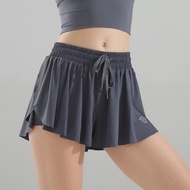 Women's sports quick-drying culottes Tennis dance yoga training clothes anti-lighting fitness lined short skirt pants