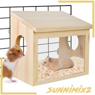 [Sunnimix2] Wooden Hamster House Cabin Hamster Hideaway for Mice Small Animals Hamster