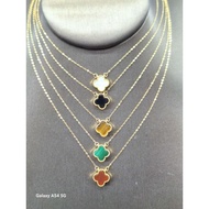 18karat au750 yellow gold 10mm clover 18inches center necklace&-**