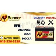 (INSTALLATION PROVIDED)IN70 75AH BANNER EFB Car Battery Bateri Kereta | Proton X70  VwGolf  Passat T