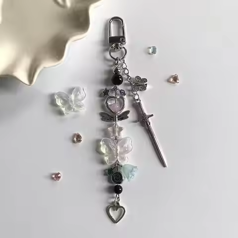 h1key rose blossom inspired beaded keychain