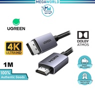 UGREEN DisplayPort DP to HDMI Cable 4K 30Hz HDR Dolby Atmos Nylon Braided Aluminium Gaming Multiscre