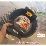 CHẢO SÂU 2 QUAI INOX 304 BA LỚP VÂN ĐÁ ĐÁY TỪ TICOOK SIZE TỪ 20cm TỚI 32cm