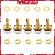 WIN 5pcs A500K Potentiometer Splined  Electric Guitar Bass Effect Amp Tone Volume