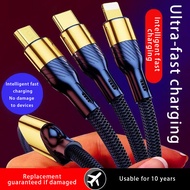 3-in-1 Multi-Interface Fast Charging Cable: Android, Type-C Devices Simulthaneously, Charge iphone, 