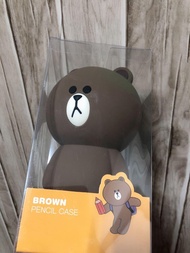 韓國Line熊大鉛筆盒 布朗熊筆袋 矽膠筆袋 化妝袋 收納袋