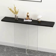 โต๊ะหน้าบ้าน Acrylic Modern Simple Floating Wood Table Luxury against Wall Natural Face to Door Orig
