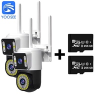 YOOSEE กล้องสองเลนส์ WiFi/4G SIM กล้องวงจรปิดไร้สาย 8ล้านพิกเซล กล้องวงจรปิด แสดงภาพพร้อมกัน กลางคืน