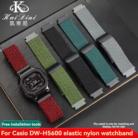 DW-H5600 Watch Nylon Strap Stainless Steel Case For Casio G-SHOCK DW-H5600 Modified Weave Elastic Ny