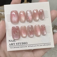 Short fireworks cat eye wearable manicure, light c Short fireworks cat eye wearable manicure Chasing